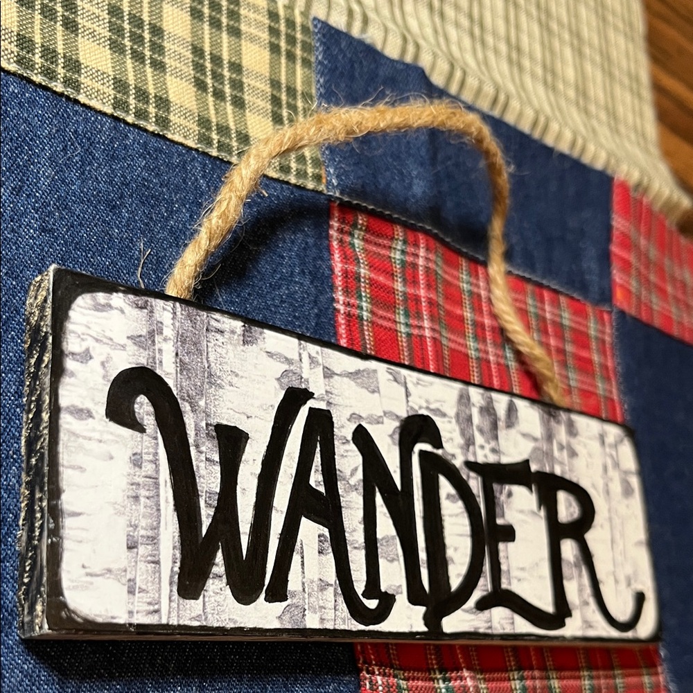 Wander Plaque with Black Lettering and Rope - Picture 2 of 3